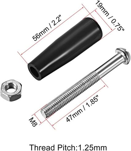 مقابض تثبيت من uxcell، مقابض لولبية، M8 x 47 مم (DxL) مقبض دوار من البلاستيك المعدني الملولب قطعتان in Kuwait