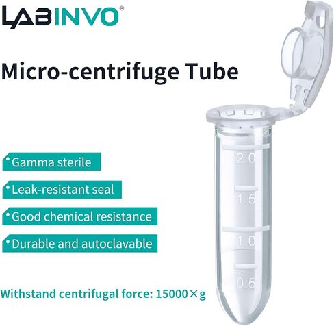 LABINVO 5ml Sterile Microcentrifuge Tubes with Safe-Lock Cap, Pack of 200, Max.RCF25000×G Conical Bottom Centrifuge Tubes, PP Material, Molded Graduation 10.5x51mm, IN-MT50A in Saudi Arabia