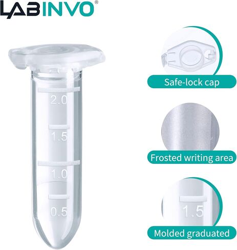 LABINVO 5ml Sterile Microcentrifuge Tubes with Safe-Lock Cap, Pack of 200, Max.RCF25000×G Conical Bottom Centrifuge Tubes, PP Material, Molded Graduation 10.5x51mm, IN-MT50A in Saudi Arabia