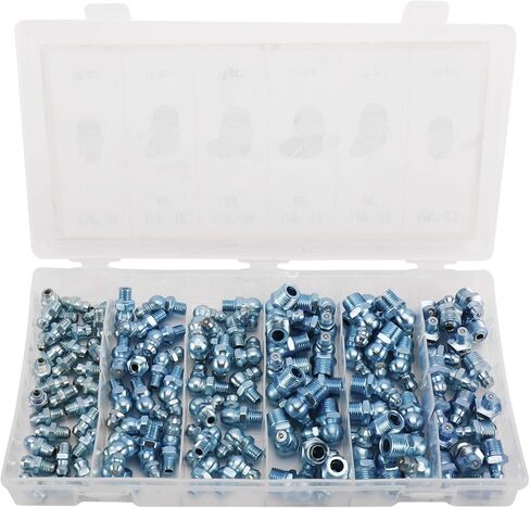 Toolly SAE & Metric Hydraulic Grease Fitting Kit, Straight and Angled | 1/4", 1/8", M6, M10, Pack of 220 in Kuwait