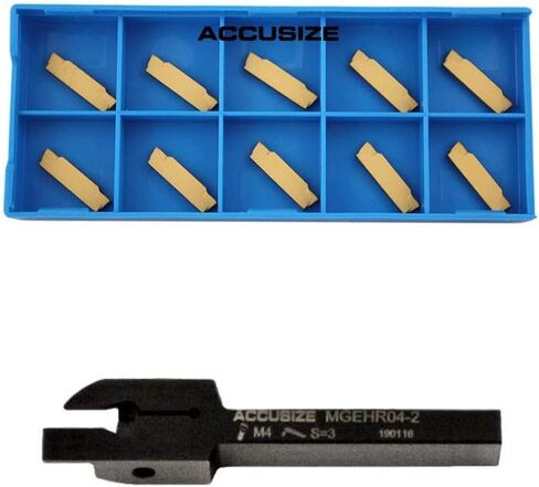 Accusize Industrial Tools 1/4" x 3/8'' حامل قطع، أداة فراق، Mgehr04-2 من 2387-2001 مع 10 إدراجات كربيد لقطع الفولاذ، 2387-0001ins in Saudi Arabia
