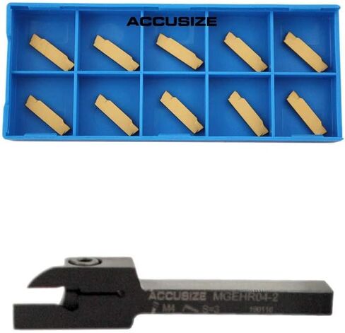 Accusize Industrial Tools 1/4" x 3/8'' حامل قطع، أداة فراق، Mgehr04-2 من 2387-2001 مع 10 إدراجات كربيد لقطع الفولاذ، 2387-0001ins in Saudi Arabia