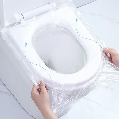 SJORHNUS 100 PCS Travel Disposable Toilet Seat Cover Individually Wrapped Fit for Kids Potty Training and Adult, Road Trips, Airports,Hotel, Beach Trips, Easy to Use and Waterproof, Not Flushable in Kuwait