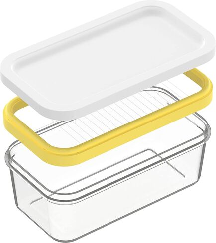 Plastic Butter Cutter Slicer, Butter Dish Container with Lid for Fridge, Easy Cutting Two 4oz Sticks Butter(Not Airght, Small 200g) in Kuwait