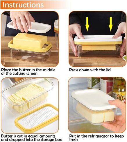 Plastic Butter Cutter Slicer, Butter Dish Container with Lid for Fridge, Easy Cutting Two 4oz Sticks Butter(Not Airght, Small 200g) in Kuwait