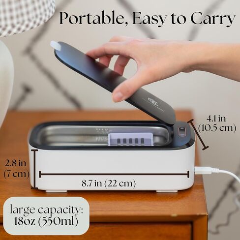 UVC Ultrasonic Jewelry Cleaner, 18Oz 46KHz Power, Professional Sterilizer Machine, Portable Timer, Ultrasonic Retainer Cleaner for Cleaning Glasses, Dentures, Aligner, Mouth Guard, Toothbrush Head in Saudi Arabia