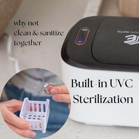 UVC Ultrasonic Jewelry Cleaner, 18Oz 46KHz Power, Professional Sterilizer Machine, Portable Timer, Ultrasonic Retainer Cleaner for Cleaning Glasses, Dentures, Aligner, Mouth Guard, Toothbrush Head in Saudi Arabia