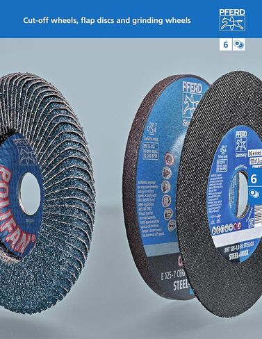 PFERD 67381 Polifan PFR Curve Radial Type Flap Disc, Ceramic Oxide, 4-1/2" Diameter, 7/8" Arbor Hole, 13300 RPM, 60 Grit in Kuwait