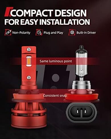 لمبة Torchbeam T2 9007/HB5 LED، طقم استبدال لمبات Hi/Lo بقوة 16000 لومن، مصابيح LED بقدرة 60 وات 400%، لون أبيض بارد 6500 كلفن، عمر افتراضي يزيد عن 50000 ساعة، عبوة من قطعتين in Kuwait