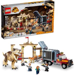 LEGO Jurassic World T. rex & Atrociraptor Dinosaur Breakout 76948 Dino Toy Set, Gift Toys for Kids Age 8 Plus with 4 Minifigures, Market and Truck, 2022 Movie Inspired in Saudi Arabia