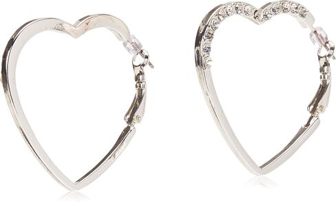 GUESS Heart Shaped Clutchless Hoop Earrings in Kuwait