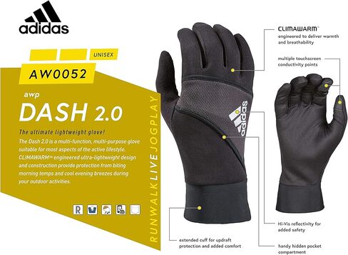 adidas Winter Performance Dash Gloves with Multiple Touchscreen Conductivity Points - Multiple Styles in Saudi Arabia