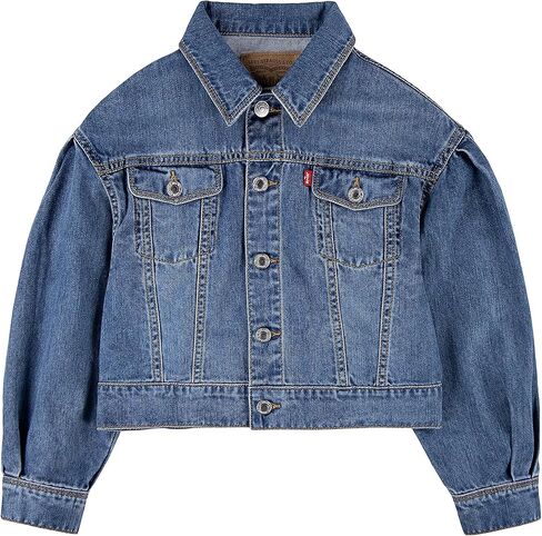 Levi's Girl's Pleated Sleeve Denim Trucker Jacket (Big Kids) in Saudi Arabia