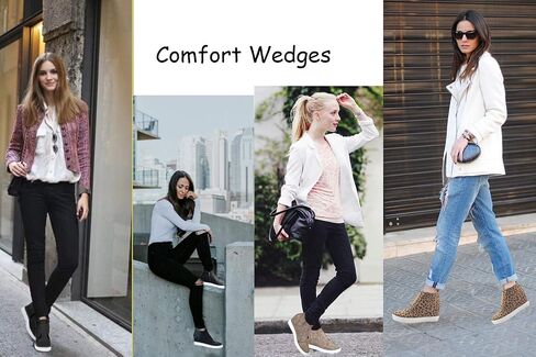 Athlefit Women's Wedge Sneakers Hidden Heel Platform Wedge Booties Hidden Wedgie Sneakers in Saudi Arabia