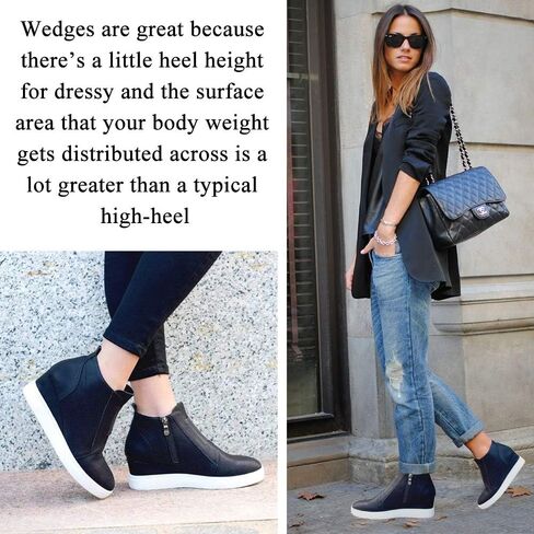 Athlefit Women's Wedge Sneakers Hidden Heel Platform Wedge Booties Hidden Wedgie Sneakers in Saudi Arabia