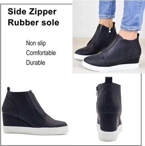 Athlefit Women's Wedge Sneakers Hidden Heel Platform Wedge Booties Hidden Wedgie Sneakers in Saudi Arabia