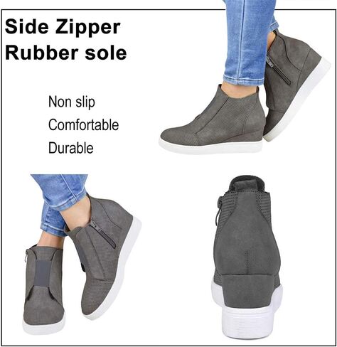Athlefit Women's Wedge Sneakers Hidden Heel Platform Wedge Booties Hidden Wedgie Sneakers in Saudi Arabia