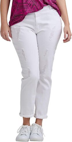 ellos Comfortable Women's Plus Size Boyfriend Jeans Stretch Denim Mid-Rise in Saudi Arabia