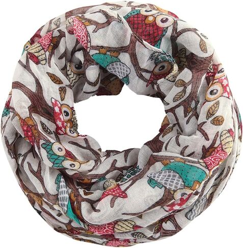 Evelin LEE Women Fashion Cute Soft Light Weight Cartoon Owl Sheer Infinity Scarf in Kuwait