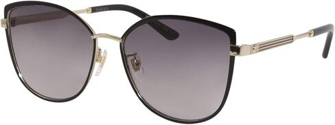 Gucci GG 0589SK 001 Black Gold Metal Cat-Eye Sunglasses Grey Gradient Lens, 57-16-150 in Saudi Arabia