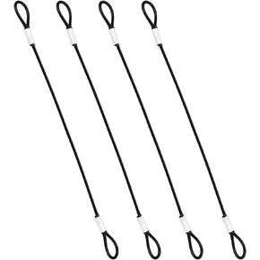 4 pcs Stainless Steel Wire Cable with Loops 20 Inch Vinyl Coated Wire Rope Long Rope Lanyard Lock Safety Chains for Outdoor Travel Home Hanging, 2 mm Thickness