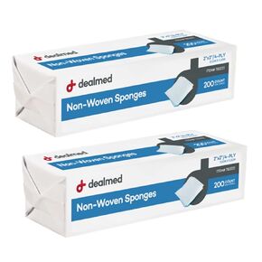 Dealmed Non-Woven Gauze Sponges - 200 Count, 4-Ply, 2x2 Inch All-Purpose Non-Sterile Gauze Pads, Absorbent Dental Gauze Wound Care Product for First Aid Kit/Medical Facilities (Pack of 2) in Kuwait