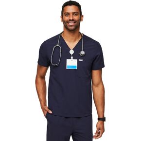 FIGS Chisec Scrub Top for Men – 3 Pockets, Tailored Fit, Squared V-Neck, 4-Way Stretch, Moisture-Wicking Men's Scrubs