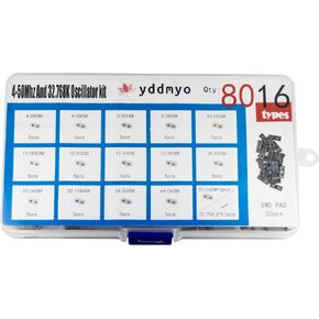 yddmyo 16 Values 80 Pcs Quartz Crystal Oscillator Assortment 4MHz, 4.096MHz, 6MHz, 8MHz, 10MHz, 11.0592MHz, 12MHz, 13.56MHz, 15MHz, 16MHz, 20MHz, 22.1184MHz, 24MHz, 32.768Mhz 2x6mm, 48MHz, 50Mhz in Saudi Arabia