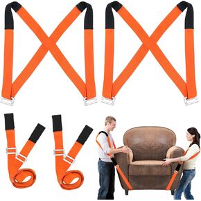 Moving Straps,2-Person Lifting and Moving System Adjustable Shoulder Lifting for Move,Lift,Carry,Secure Furniture,Appliances,Mattresses,Heavy Objects up to 800lbs,Safely and Easily Like a Pro,Orange