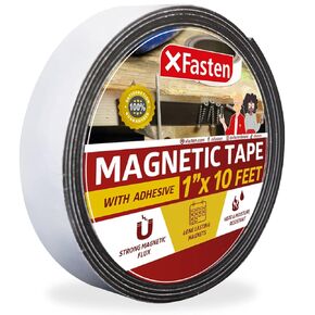 XFasten 1-Inch X 10-Foot, 3-Pack Heavy Duty Magnetic Tape Roll, Sticky Magnetic Strips for DIY Projects, Magnetic Tape Strips with Adhesive Backing, Strong Magnetic Tape for Whiteboard, Classroom, DIY in Saudi Arabia