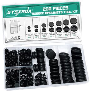 Rubber Grommet Kit 170 Pack - Black Firewall Grommet Assortment 7 Sizes Rubber Cable Hole Plug for Holes, Electrical, Plumbing, Automotive, Boat, Home Improvement Cord Wire Pipe Organization