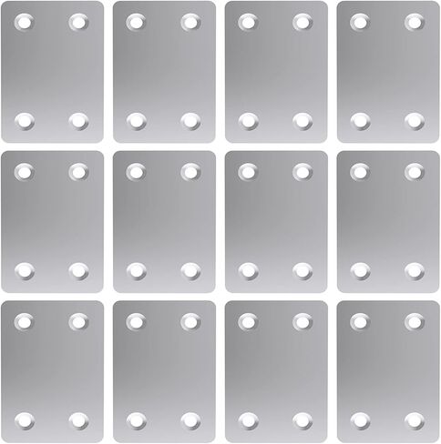 الواح تثبيت معدنية مسطحة مستقيمة مقاس 2.4 × 1.5 انش مع براغي للاثاث والخشب والرفوف والخزانة، 12 قطعة in Kuwait