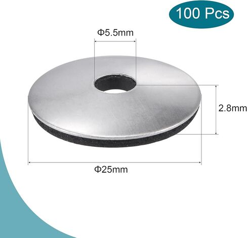 غسالات الختم المستعبدة من MECCANIXITY مقاس 25 × 5.5 × 2.8 مم من الفولاذ المقاوم للصدأ EPDM حشية لولبية مدعومة بالمطاط، عبوة من 100 قطعة in Kuwait