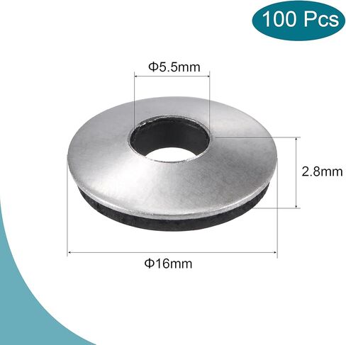 غسالات الختم المستعبدة من MECCANIXITY مقاس 25 × 5.5 × 2.8 مم من الفولاذ المقاوم للصدأ EPDM حشية لولبية مدعومة بالمطاط، عبوة من 100 قطعة in Kuwait