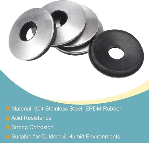 غسالات الختم المستعبدة من MECCANIXITY مقاس 25 × 5.5 × 2.8 مم من الفولاذ المقاوم للصدأ EPDM حشية لولبية مدعومة بالمطاط، عبوة من 100 قطعة in Kuwait