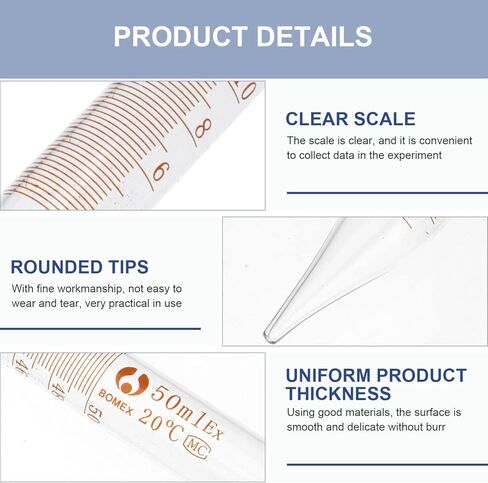 قطارة نقل زجاجية متدرجة ماصات 50 مل قطارة زجاجية معايرة لنقل الزيوت العطرية، ماصات مختبر العلوم، ماصات قطارة تجربة ماصات قطارة الزيوت العطرية in Kuwait