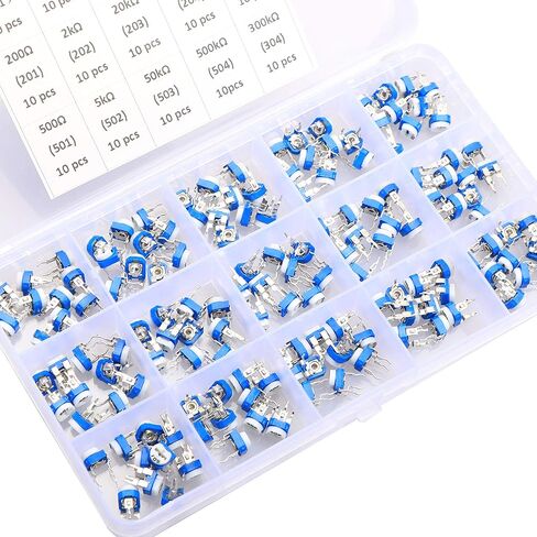 150 قطعة 15 قيمة 100 أوم - 2M أوم تريمبوت مقاوم متغير 6 مم مجموعة متنوعة مقياس الجهد in Kuwait