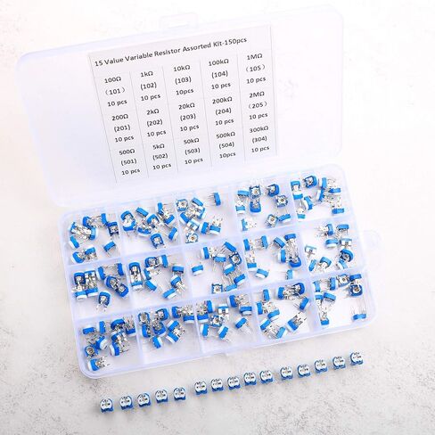 150 قطعة 15 قيمة 100 أوم - 2M أوم تريمبوت مقاوم متغير 6 مم مجموعة متنوعة مقياس الجهد in Kuwait