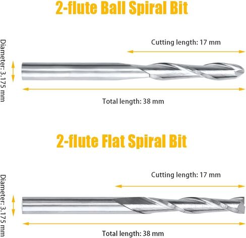 مجموعة المطاحن النهائية لقم التوجيه CNC من ACETOP - قطع لولبية مسطحة وكروية، معطف أزرق نانو / مطحنة نهاية كربيد معطف التيتانيوم، أدوات قطع الطحن ونحت القطع والنقش (عرقوب 1/8 بوصة، 4 أنواع × 10 قطع) in Kuwait
