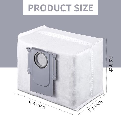 8 Pack Vacuum Bag of Auto-Empty Dock Pure for Roborock S8+/ S8 Pro Ultra/ Q5/ Q5+/ Q7/ Q7 Max/ S7 MaxV Ultra Disposable Dust Bag in Kuwait