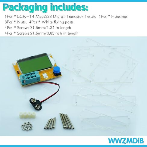 WWZMDiB LCR-T4 Mega328 اختبار الترانزستور الرقمي المقاومة السعة الصمام الثنائي الصمام الثلاثي السعة المقاومة ESR متر MOS PNP NPN LCR مع حافظة in Kuwait