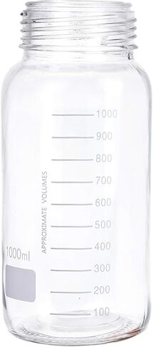Pastein 3 Pack 1000 mL Wide Mouth Graduated Round Reagent Media/Storage Lab Glass Bottle With GL80 Orange Polypropylene Screw Cap… in Kuwait