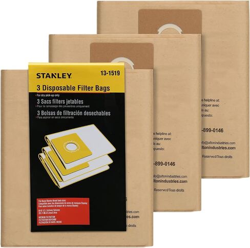 Stanley 25-1230 4-5 Gallon Disposable Filter Bag for Wet/Dry Vacuums, 3-Pack in Saudi Arabia