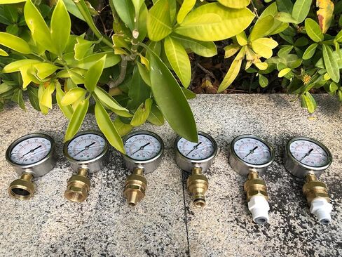 Bernoi Water Pressure Gauge Kit, Glycerin Filled Test with Lead-Free Brass Hose Fittings, 3/4'' Female Coupler Plus 5 Adapters to in Multiple Systems, 2-2/3'' dial, 0-200 Psi in Saudi Arabia