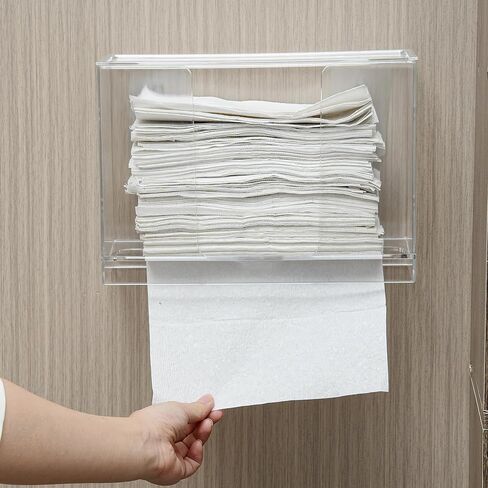 موزع المناشف الورقية التجاري على الحائط، موزع مناشف ورقية أسود ثلاثي الطي مع غطاء مناسب للمناشف الورقية المطوية على شكل حرف C أو متعددة الطي، حامل المناشف الورقية للحمام والمرحاض والمطبخ in Kuwait