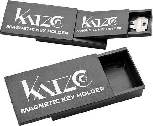 حامل مفاتيح مغناطيسي من Katzco - 3 عبوات - 1.25 × 2.75 بوصة - حافظات بلاستيكية سوداء متينة مع مغناطيس قوي - للمقصورات الآمنة، ومفاتيح السيارة الإضافية، والمنزل، والمزيد in Kuwait