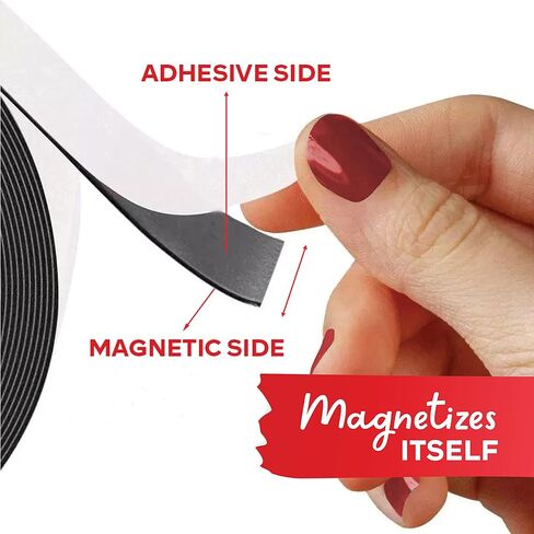 XFasten 1-Inch X 10-Foot, 3-Pack Heavy Duty Magnetic Tape Roll, Sticky Magnetic Strips for DIY Projects, Magnetic Tape Strips with Adhesive Backing, Strong Magnetic Tape for Whiteboard, Classroom, DIY in Saudi Arabia