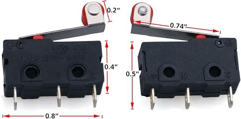 URBEST AC 250V 5A SPDT 1NO 1NC Momentary Hinge Roller Lever Micro Switches 3 Pins 10 Pcs in Saudi Arabia