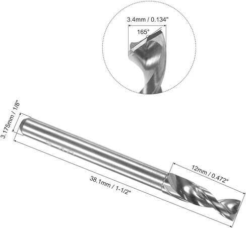 uxcell PCB Drill Bits 3.45mm Tungsten Carbide Spiral Flute Jewelry CNC Engraving Print Circuit Board Micro Drill Bits 1/8" Shank in Kuwait