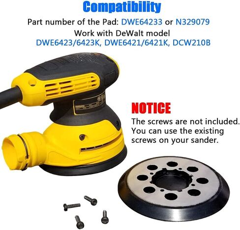 2 Pack 5 Inch 8 Hole Replacement Sander Pad for Dewalt DWE6423/6423K, DWE6421/6421K, DWE6421-B2, DWE6421-B3, DWE6421-BR, DCW210B - 5" Hook and Loop Sanding Backing Pad in Saudi Arabia